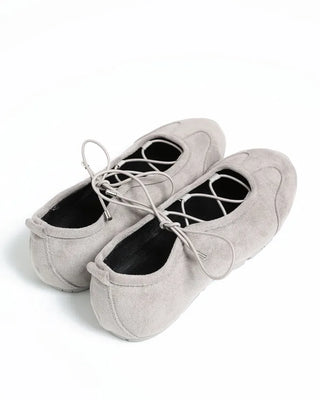 Suede lace-up ballet sneakers