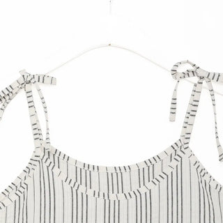 Striped shirred sleeveless top