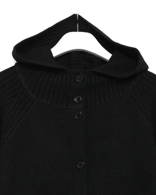 Ribbed Point High Neck Hooded Cardigan