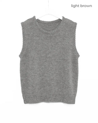 Loose-fitting simple round neck vest