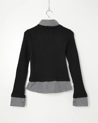 Checked shirt layered cardigan