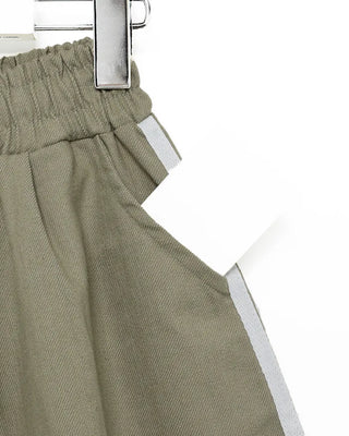 Two-line track elastic waist shorts