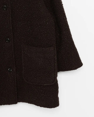 High-neck boucle coat