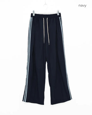 Wide-leg nylon jersey pants with hip pockets