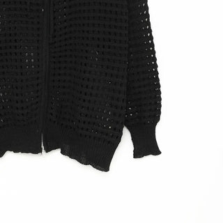 Mesh knit hooded zip-up