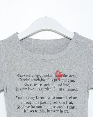 Strawberry Point Lettering Slim Fit Short Sleeve T-Shirt