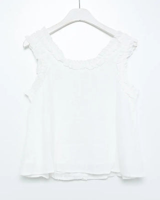 Frill Flower Stitch Tank Top Blouse