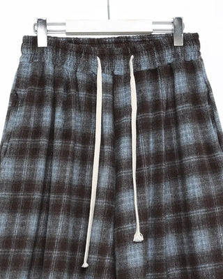 Checked wide-leg pants with string waistband