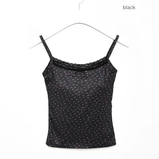 Ribbon flower camisole with built-in cups