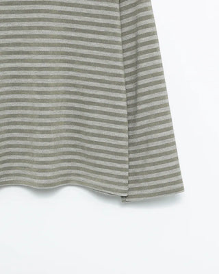 Boat neck striped long cut and sew