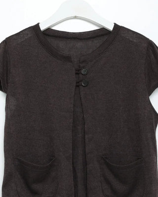 Loop-two-button cap-sleeve cardigan