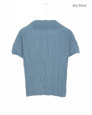High-neck pleated blouse