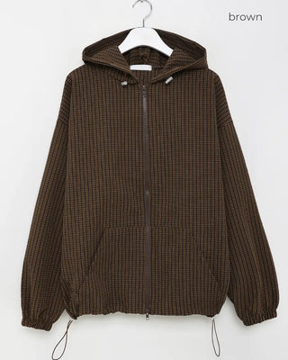 (Unisex) Becca Check Hooded Jacket