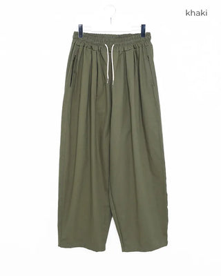 Two-pleat wide cotton pants