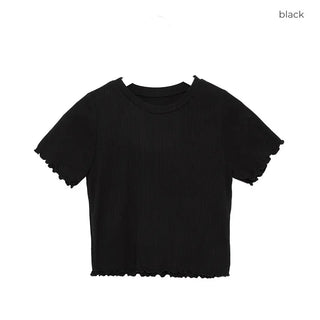 Cropped Frill Half-Sleeve T-Shirt