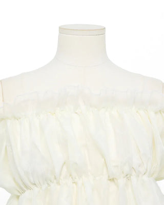 Organza Shirred Off-Shoulder Blouse