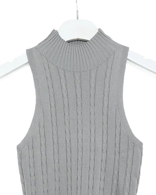 Cable Mock Neck Sleeveless Knit