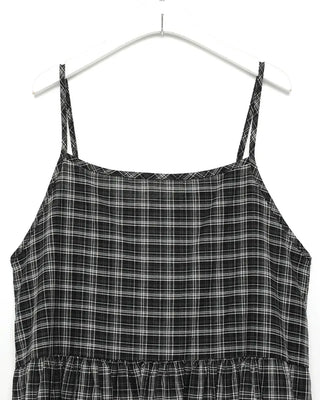 Checked long camisole dress