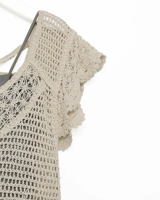 Sleeveless perforated knit set
