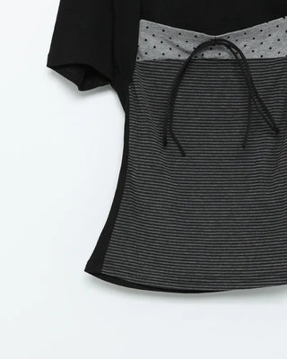 Polka Dot Front Ribbon Bolero Short-Sleeve T-Shirt