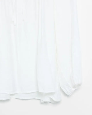 Shirred V-neck long blouse