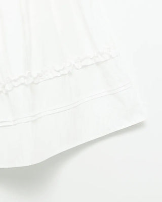 Shirred frill yoke flared long skirt