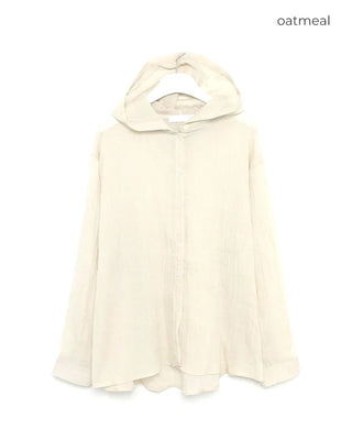 Cotton blend hooded shirt