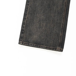 Washed wide denim pants