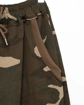 Camouflage Cut-Off Hem Easy Pants