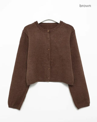Round neck cropped spring cardigan