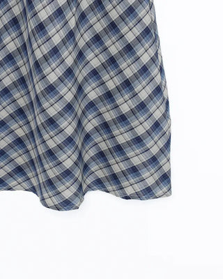 Checked banded long skirt