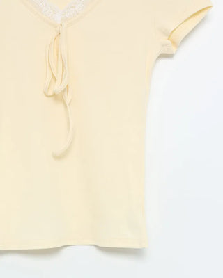 Lace Ribbon Short-Sleeved T-Shirt
