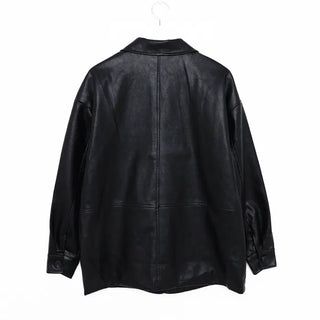 Loose-fit leather jacket