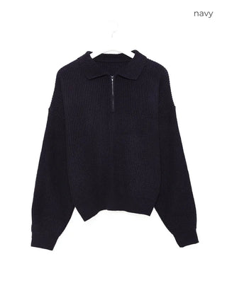 Loose-fit half-zip knit