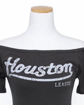 Lettering Crop Off-Shoulder Short-Sleeve T-Shirt