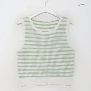Striped knit sleeveless knit