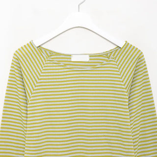 Striped boat neck long-sleeved T-shirt