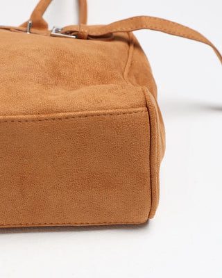 Suede belt buckle shoulder bag