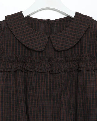 Frilled Shirring Check Blouse