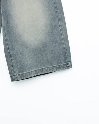 High-waisted flared Bermuda denim pants