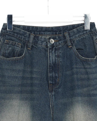 Flap pocket washed denim pants