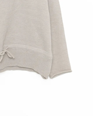High-neck half-zip waist string sweater