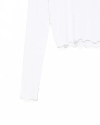 Lace neck long-sleeve T-shirt