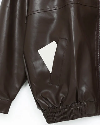 Loose-fit leather jacket