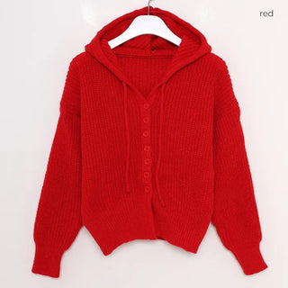 Cropped knit hoodie cardigan
