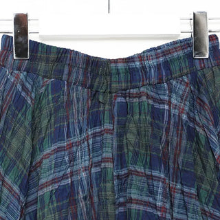 Checked flared wrinkle long skirt