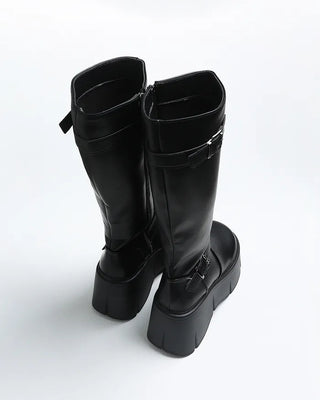 Two-buckle long boots
