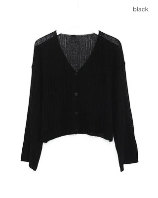 Ribbed V-neck cardigan