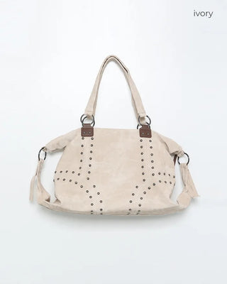 Double Studded Vintage Leather Tote Bag