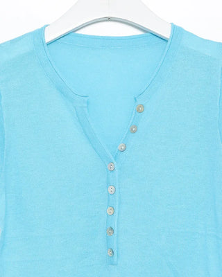 Henley Neck Button Point Half T-Shirt